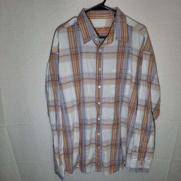 Bugatchi Uomo XXL Shirt Men’s Plaid Cotton Long Sleeve Made Korea Embroidered - Picture 1 of 8